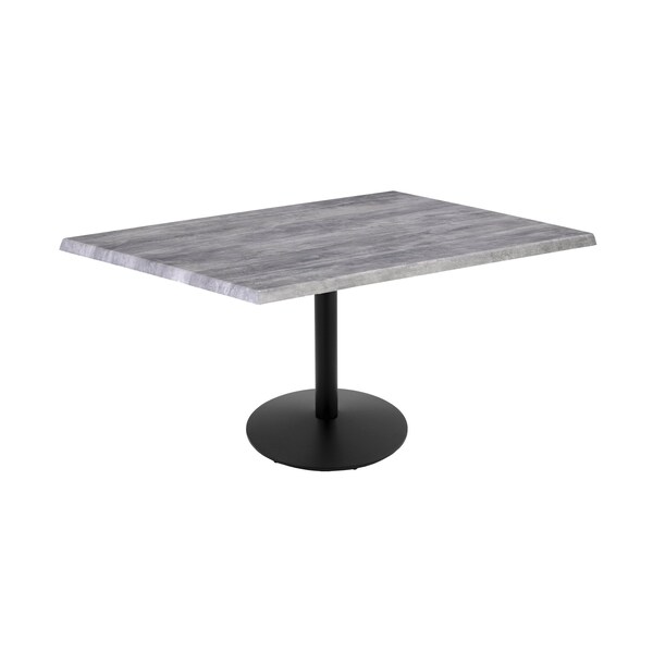 30" Tall OD214 Black Table Base 22" Diameter Foot 30" x 48" Greystone Top by the HollBar Stool Co.